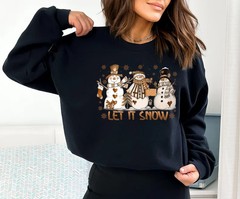 Snowman Christmas Sweatshirt Let It Snow Holiday Winter Apparel Gift
