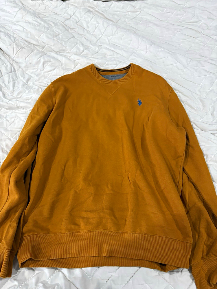 US Polo ASSN. Men’s XL Brown Fleece Crewneck Pullover Sweatshirt Logo