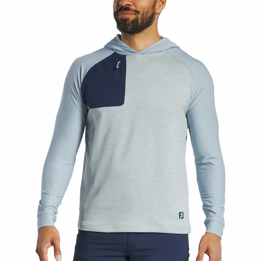 FootJoy Mens Thermoseries Blue Grey Color Block Golf Hoodie Pullover Size XL