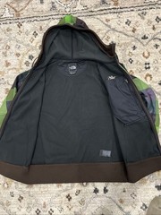 The North Face Hoodie Mens Small Green Purple Plaid TNF Apex Full Zip Softshell