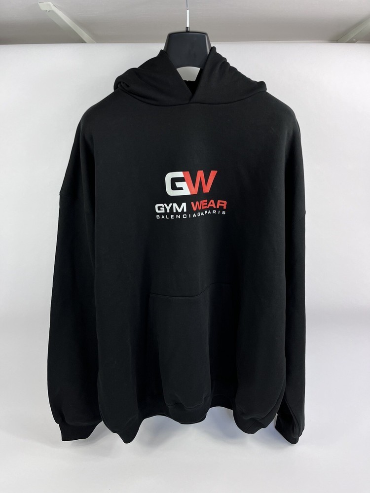 BALENCIAGA GYM PRINT LOGO OVERSIZED MENS HOODIE SIZE:XXS FITS XXL +