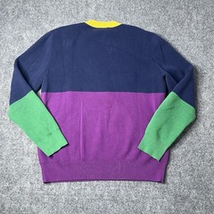 United Colors Of Benetton Sweater Green Crewneck Sweatshirt Colorblock Mens M