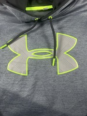 Under Armour Hoodie Mens Large Gray Fleece Pullover Big Logo Kangaroo Pocket