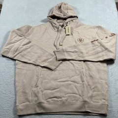 Ariat Mens Logo Hood Oatmeal Heather Hoodie Sweatshirt XL-Tall Cotton XLT