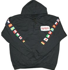 NASA Astronaut Group 16 Men’s Black Hoodie Sweatshirt with Flags on Sleeves NEW