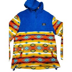 Massive Outdoor XL Aztec Southwestern Fleece Hooded Pullover Blue Multicolor