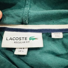 Lacoste Hoodie Mens Large sz 5 Green Regular Fit Cotton Jersey Pullover Sweater