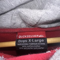 Vintage Y2K Quicksilver Embroidered Hoodie Sweatshirt Red Logo Boys Size XL