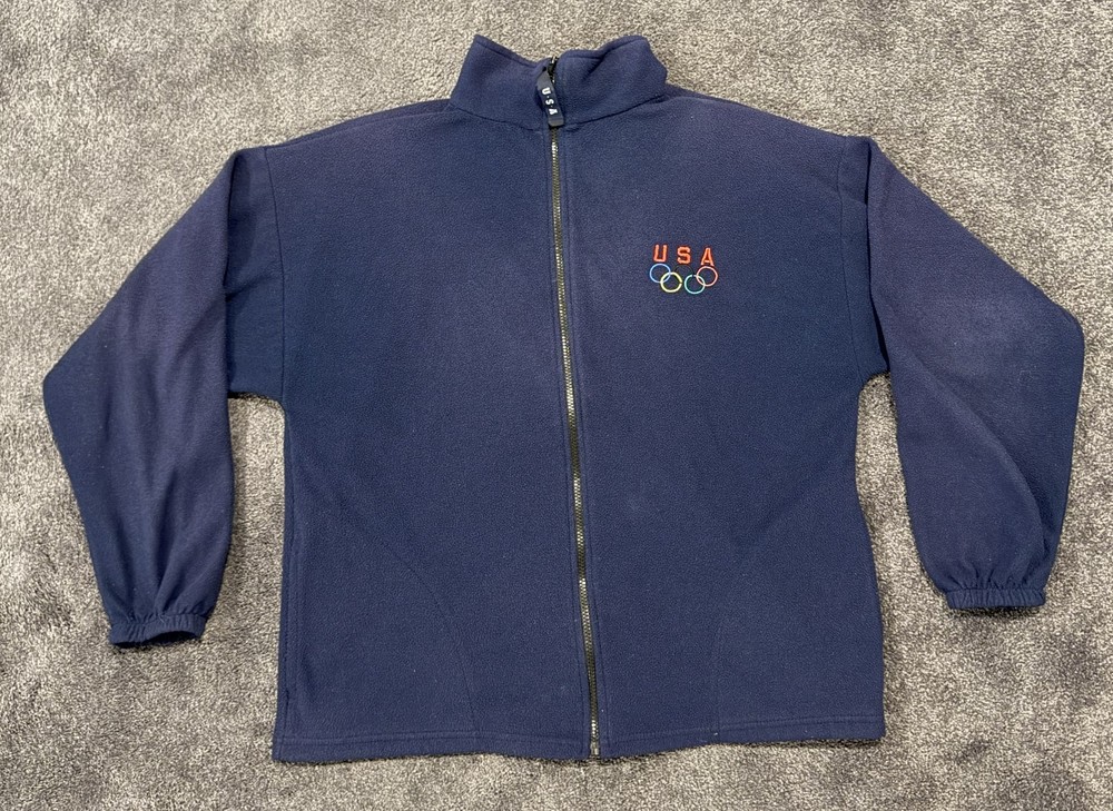 Vintage Unbranded USA Olympics Fleece Full Zip Blue Men’s L Made in USA