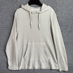 Rainforest Hoodie Mens L Waffle Knit Cream Oatmeal Thermal Pullover Stretch