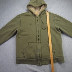 Timberland Jacket Mens Large Olive Green Full Zip Sherpa Lined Hoodied