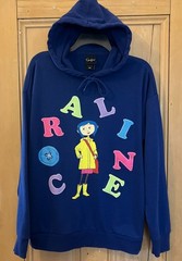 Coraline Jones Women SOLD OUT Box Lunch Letter Portrait Hoodie Small Blue AN EXC