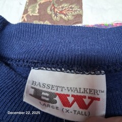 VTG Bassett Walker Plain Blank Blue Sweatshirt Size XLT Large X-Tall Lightweight
