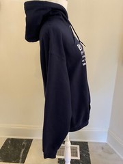 Navy Blue Fleece Pullover Hoodie Size LARGE Graphic BRUH Gildan Heavy Blend