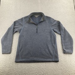 Eddie Bauer Sweatshirt Mens Medium Blue Fleece Hiking Camping Outdoors Logo