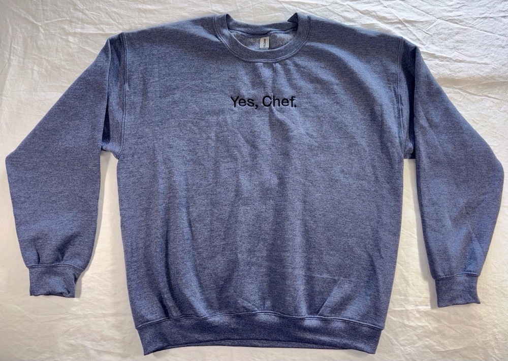 Gilden Heavy Blend Sweatshirt Large “Yes Chef” Inscription Embroidered