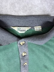 Vintage Haband Colorblock Polo Sweatshirt Men’s Medium Green Purple Gray 90s