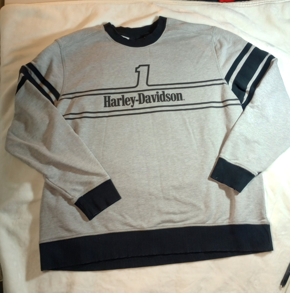 Harley-Davidson Men’s #1 Racing Crewneck Sweatshirt Heather Gray 2XL Modern