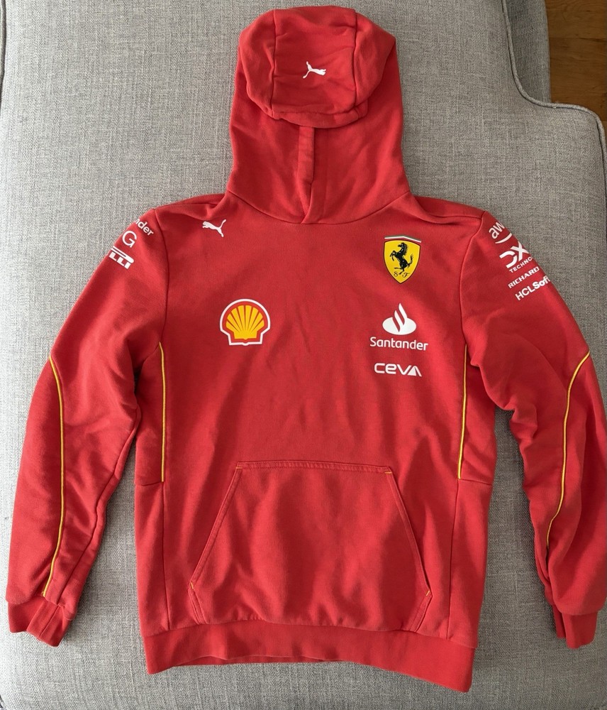 PUMA Scuderia Ferrari Red Pullover Hoodie Teens L Fleece Pocket Logo