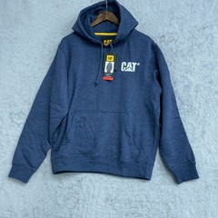 CAT Men’s M Blue Embroidered Logo Hoodie Self-Lined Hood & Kangaroo Pocket N0302