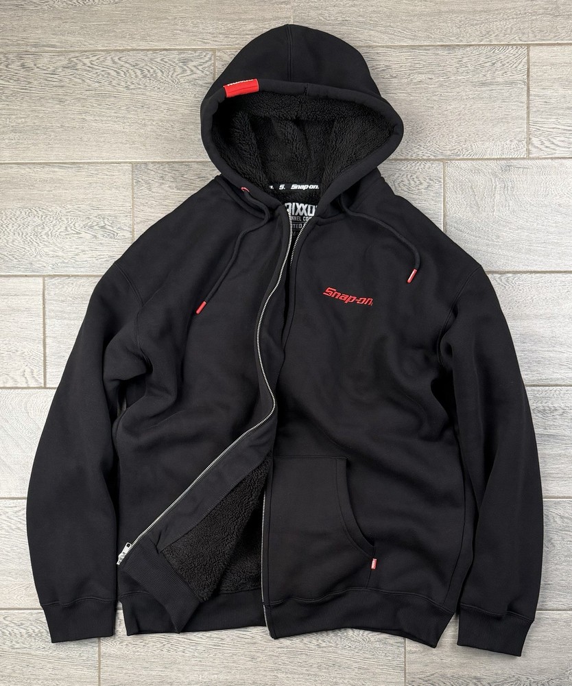Snap on Dixxon Heavyweight Sherpa Lined Full Zip Hoodie Black NWOT XL
