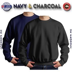 Mens Sweatshirt 2 Pack Heavy Blend Crew Neck Plain Jumper Pullover High Quality