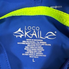 Loco Skailz Hoodie Mens Large Blue Gray Stretch Quarter Zip Fishing Performance