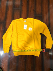 Eric Emanuel Men’s Yellow Crewneck Pullover Fleece Logo Sweatshirt Pockets S