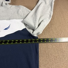 Nautica Long Sleeve Hoodie Sweatshirt Gray White Blue Color Block Size XXL