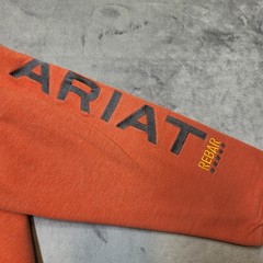 Ariat Hoodie Mens L Orange Pullover Hooded Pockets Lined Rebar Embroidered