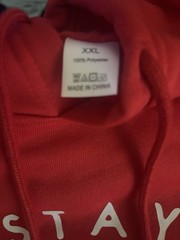 Men’s Red Pullover Fleece Hoodie Graphic Quote Pockets Drawstring 2XL