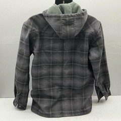 Dickies Hooded Plaid Flannel Jacket Mens Medium Gray Fleece Lined Snap Close