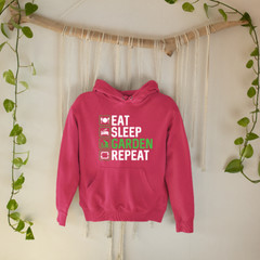 Eat Sleep Garden Repeat Hoodie Home Gardener Plants Trees Nurseries Novelty
