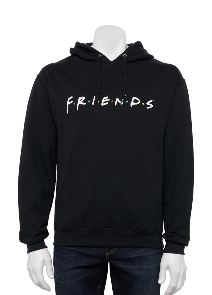 Men’s Black Friends TV Show Logo Hoodie Pullover- Large