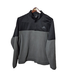 Adidas Fleece Pullover Mens Large Black Gray 1/4 Zip Mock Neck Two Tone HF6527