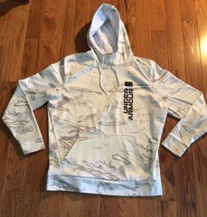 Under Armour Men’s White Gray Camo Storm Hoodie Size Large Spell Out