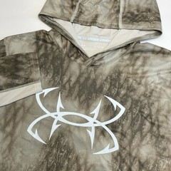 Under Armour Iso-Chill Shorebreak Camo Hoodie Mens XL Fishing Hook Loose Stretch