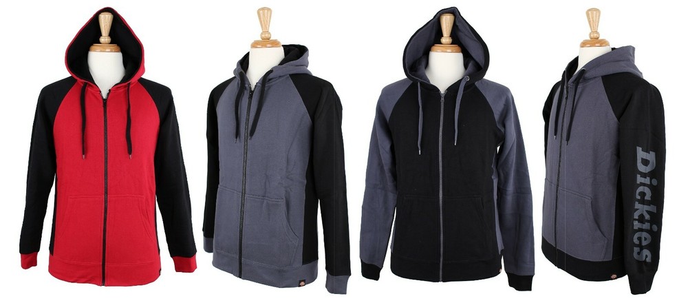 Dickies Men’s Midweight Hoodie Full Zip Two Tone Outerwear Fleece Hooded Jacket