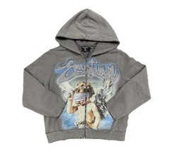 Emotion Gray Full Zip Fleece Hoodie Angel Graphic Print Men’s Size