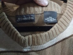 St Johns Bay Mens Brown Beige Striped Sweatshirt Long Sleeve Round Neck XXL