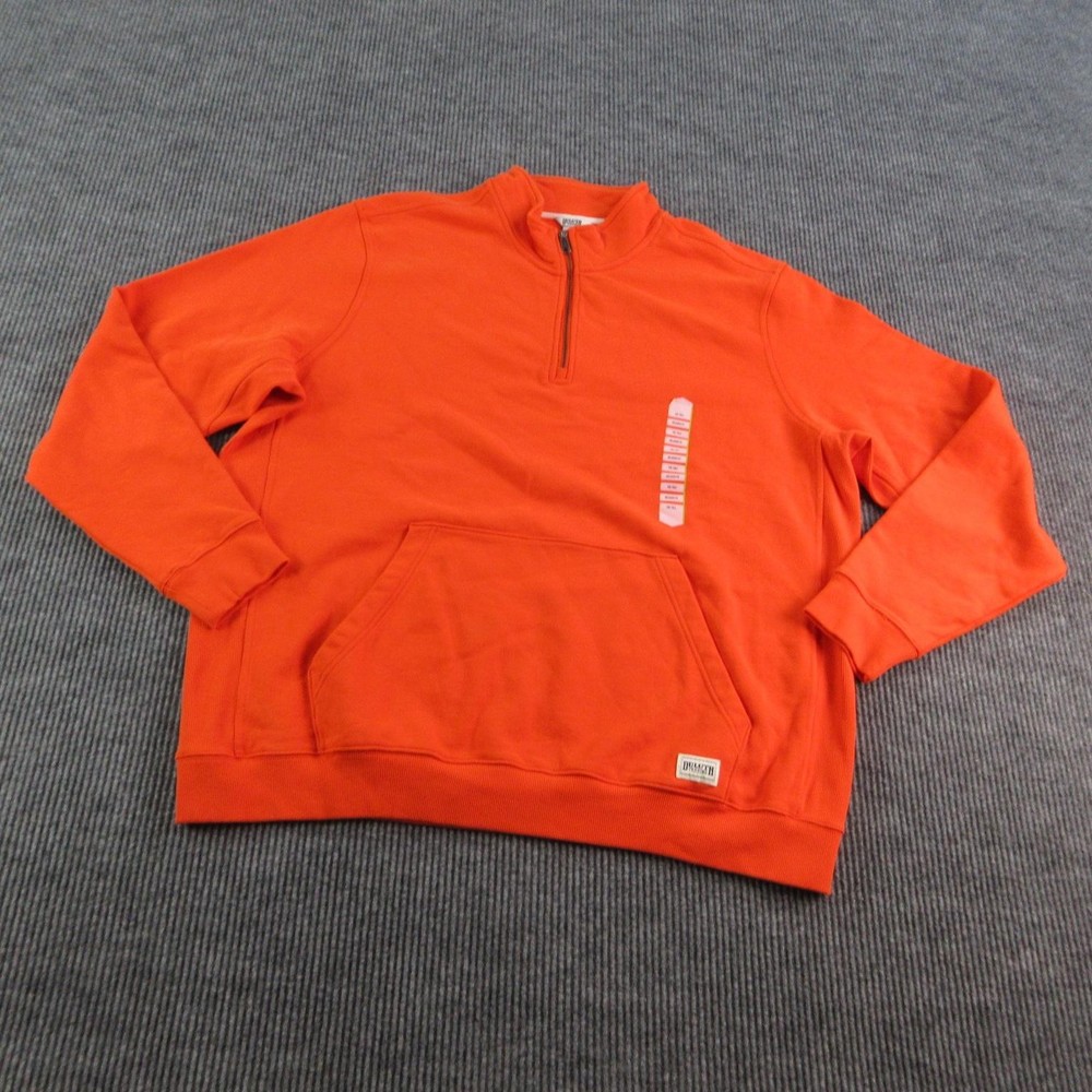 Duluth Trading Co. Sweatshirt Mens 2XLT Orange Pullover 1/4 Zip Pockets Fleece