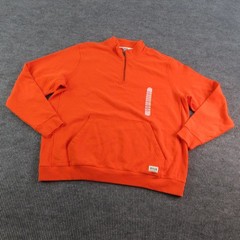 Duluth Trading Co. Sweatshirt Mens 2XLT Orange Pullover 1/4 Zip Pockets Fleece