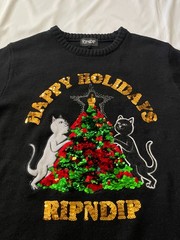 Ripndip Sweater Pullover Sweatshirt Top Apparel Cats Holiday Bling Sequins Large