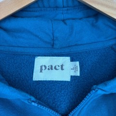Pact Zip Up Hoodie Mens L Blue Organic Cotton Fleece Sustainable Sweatshirt FLAW