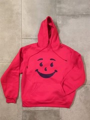 Kool-Aid Man 80s Logo Mens Large Red Hoodie Sweatshirt 46″ CHEST 28″ LONG New
