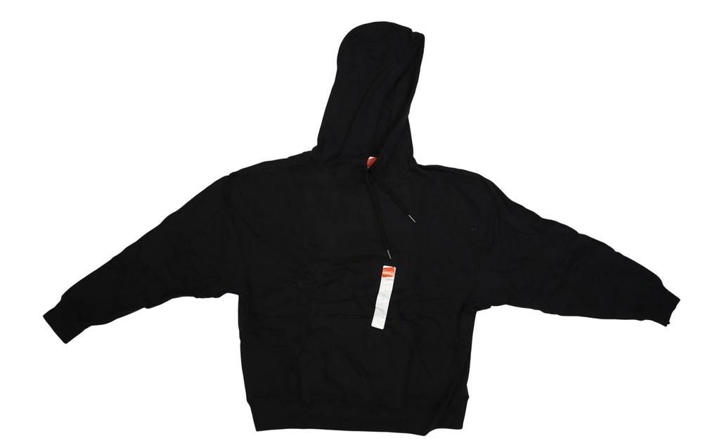 Hanes Hoodie Mens Large Black Originals Pullover Fleece Sweatshirt Pocket