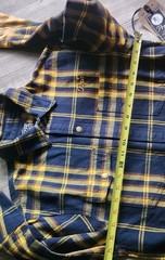 PRPS Jeans Flannel Plaid Fade, Size Medium, Yellow/Navy, New NWT Japan