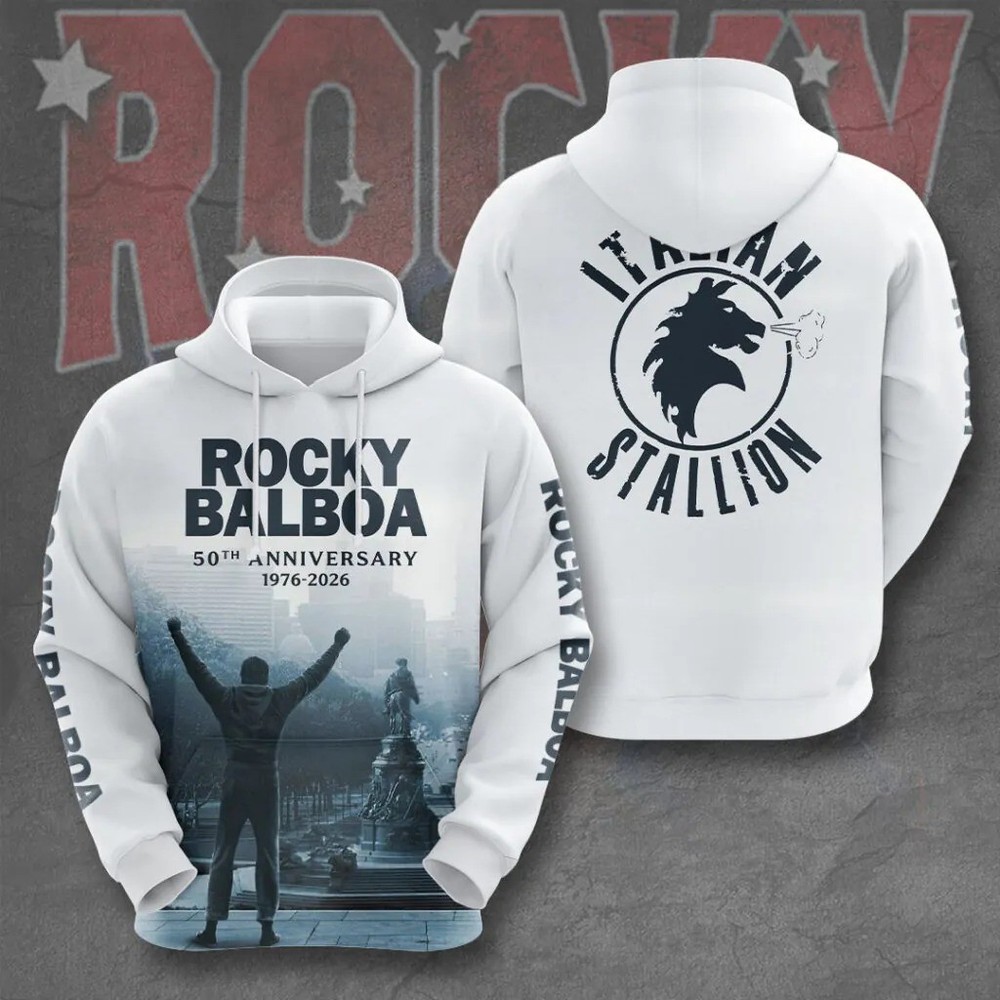 Rocky Balboa 50th Anniversary 3D Apparel Unisex Hoodie AOP S-5XL Style51