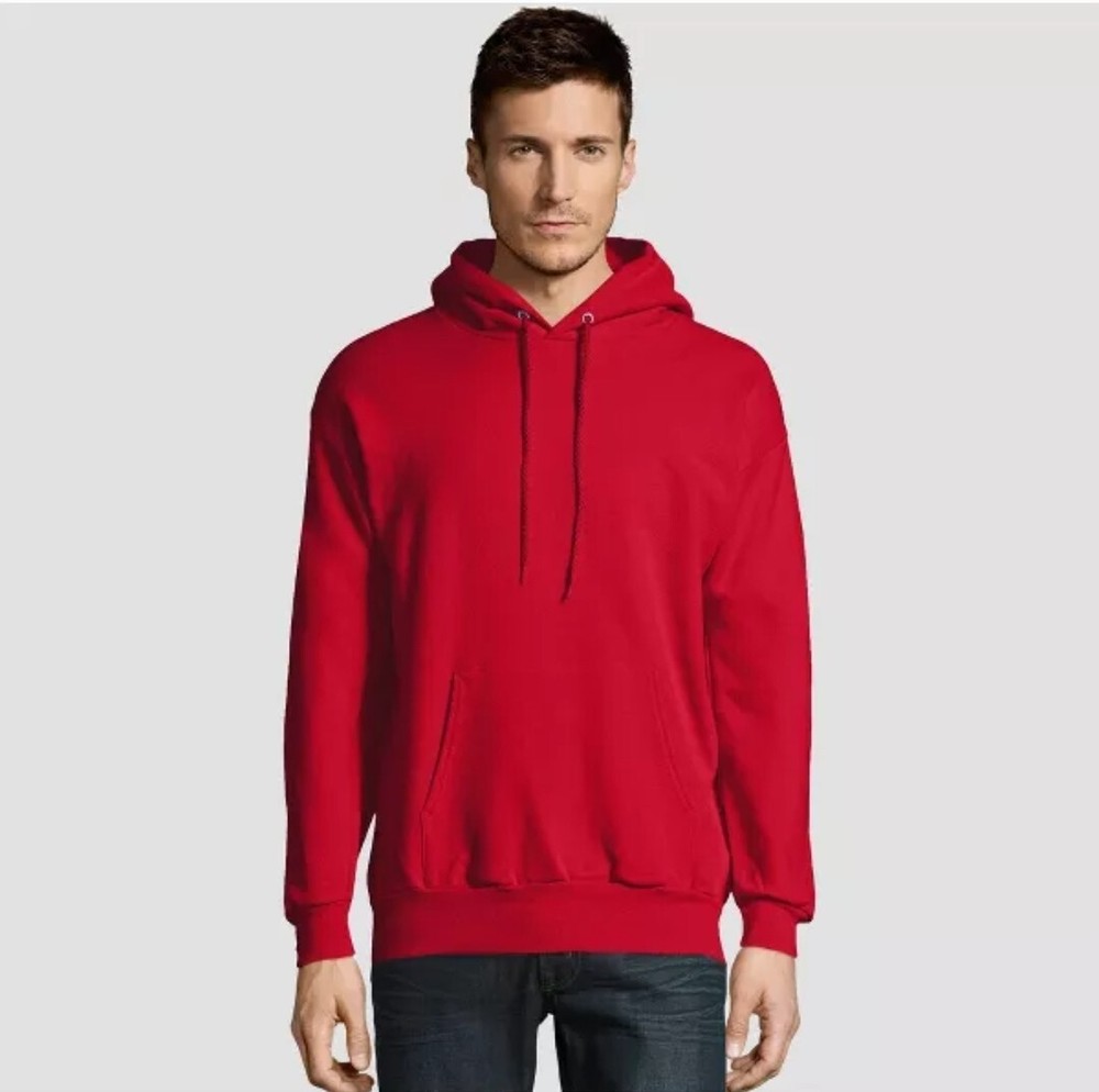 Hanes Men’s Ecosmart Fleece Pullover Hooded Sweatshirt – XL – Deep Red