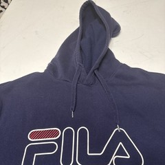 FILA HOODIE navy blue red white classic spellout logo adult Size Medium/50